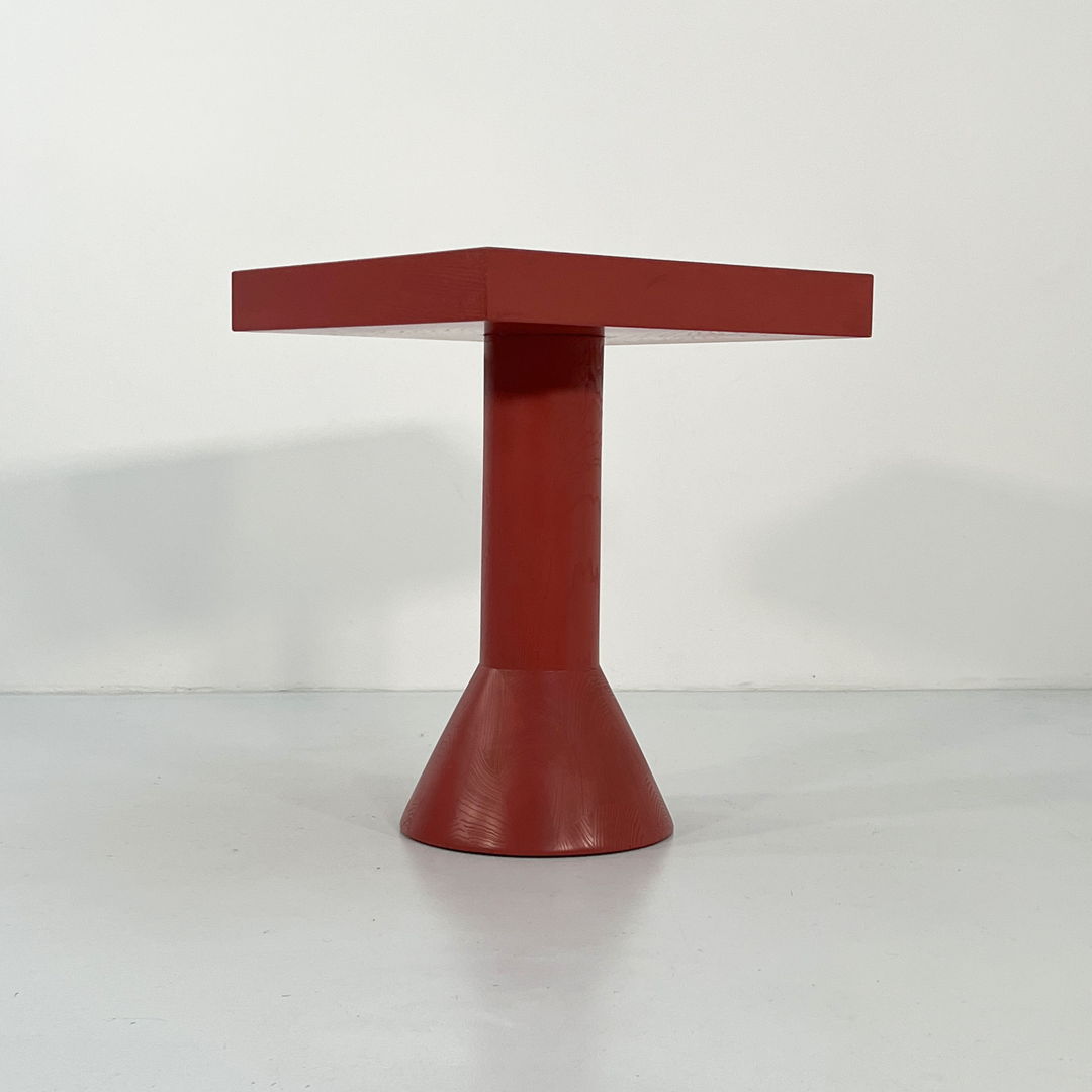 Postmodern Red Dining Table in Solid Wood, 1980s