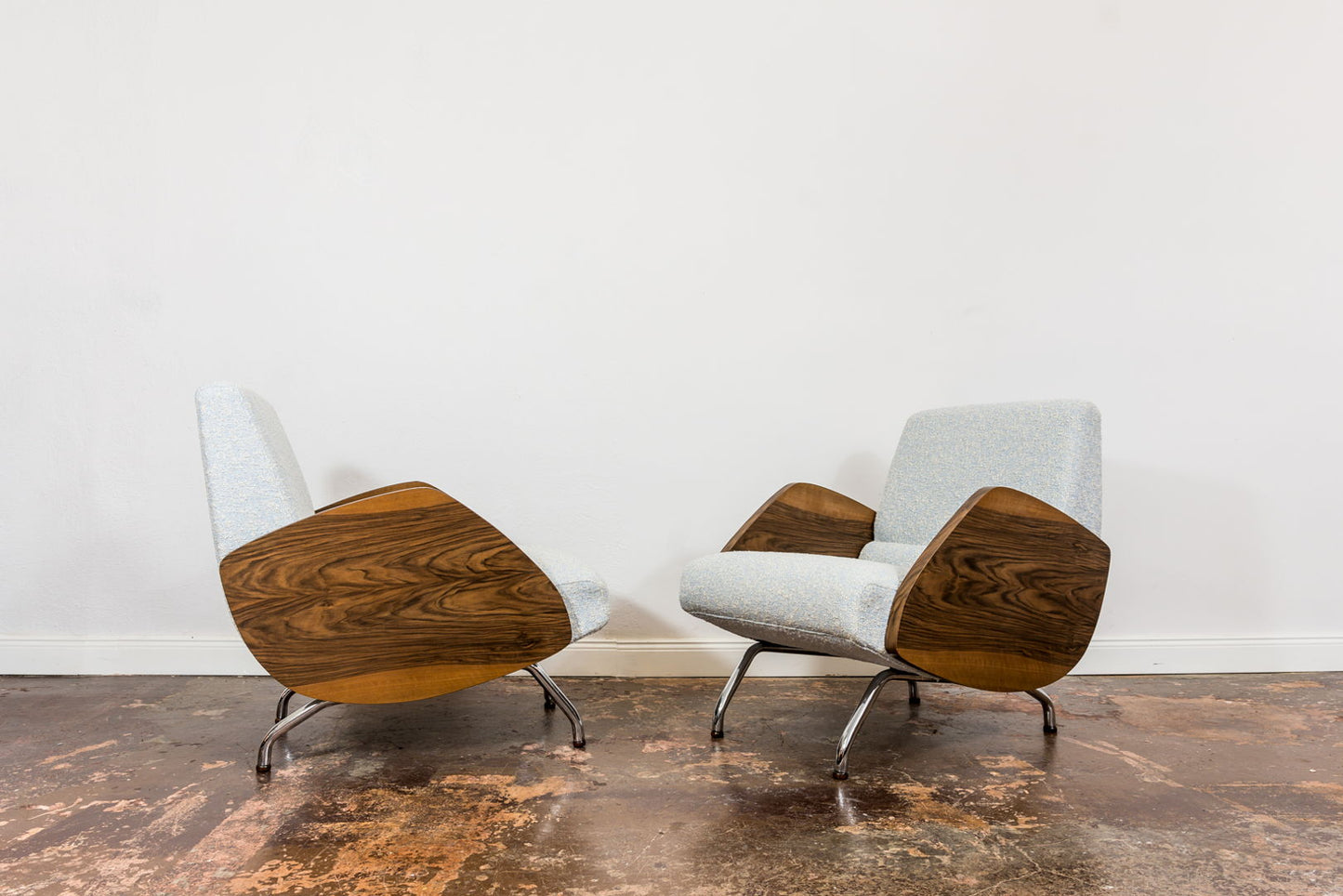 Pair of Restored Lounge Chairs in KVADRAT by Janusz Różański 1950's