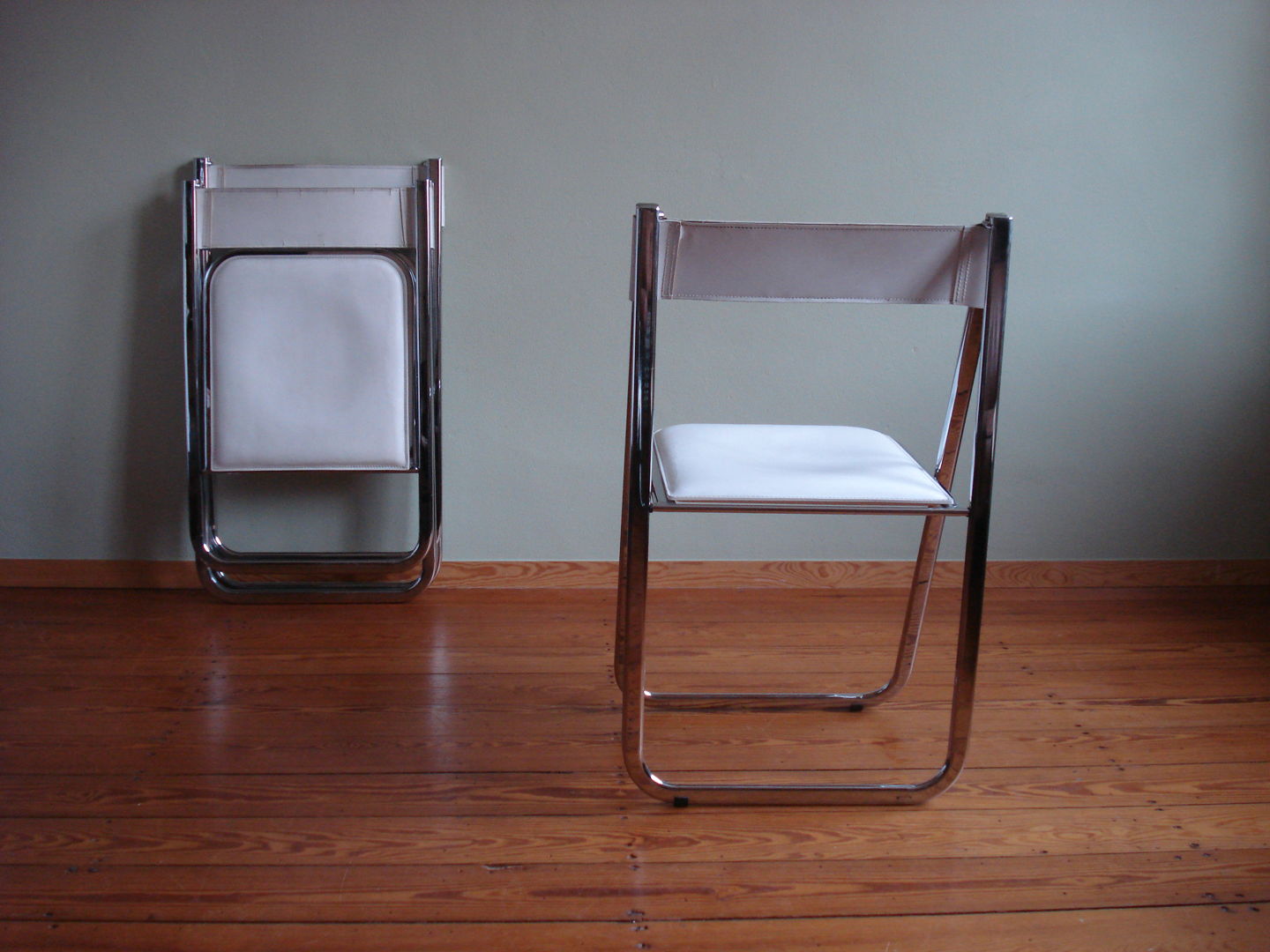 Italian Leather Folding Chairs "Tamara" by Arrben, 1970s