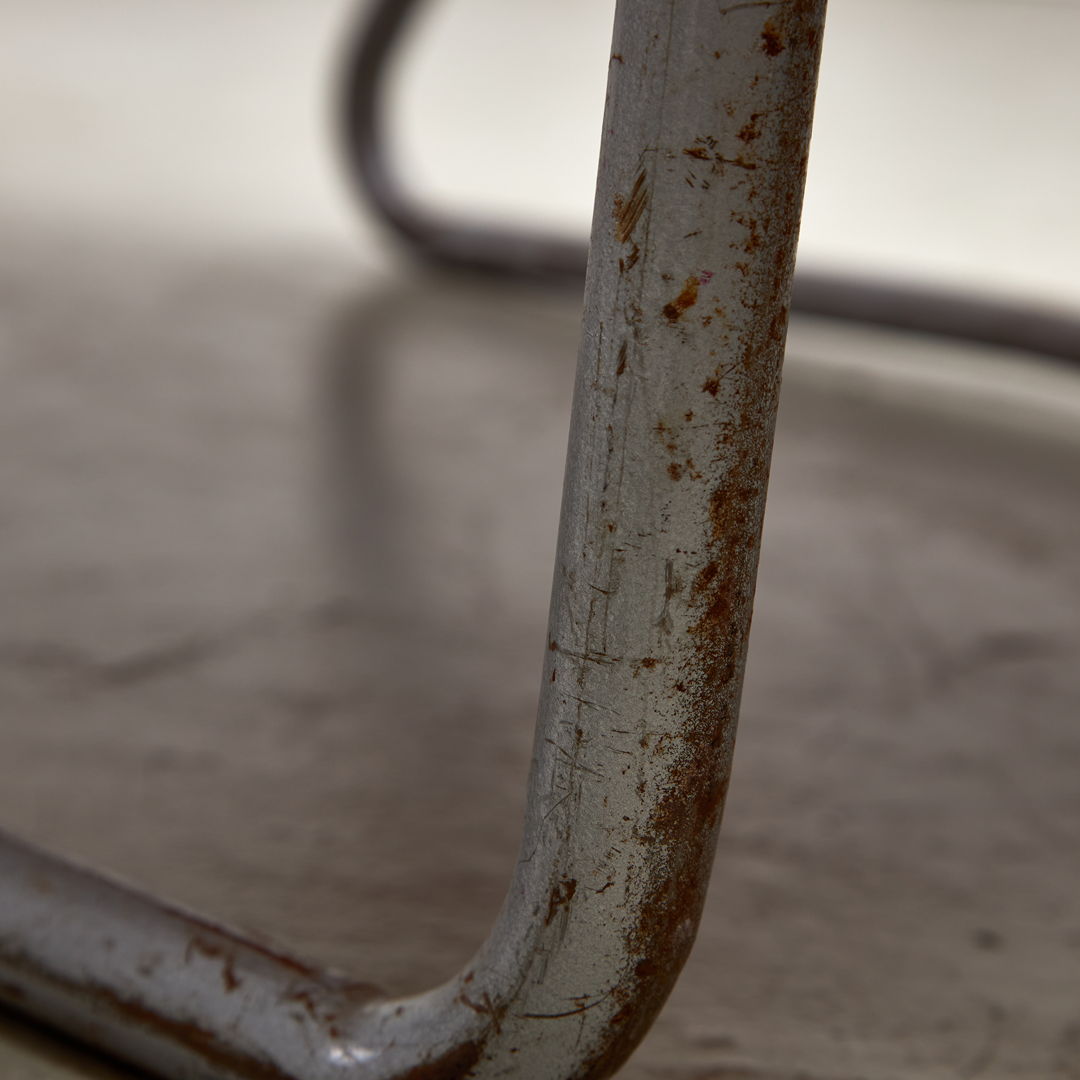 Low Chair on a Tubular Metal Frame with Orange Upholstery, 1970s