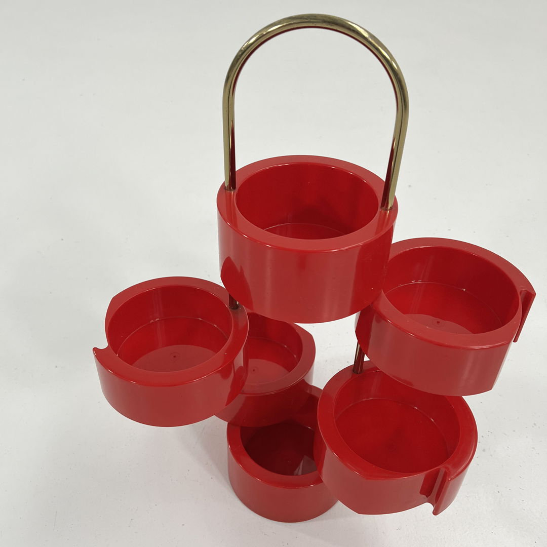 Red Space Age Swivel Organiser from MB Italy, 1970s