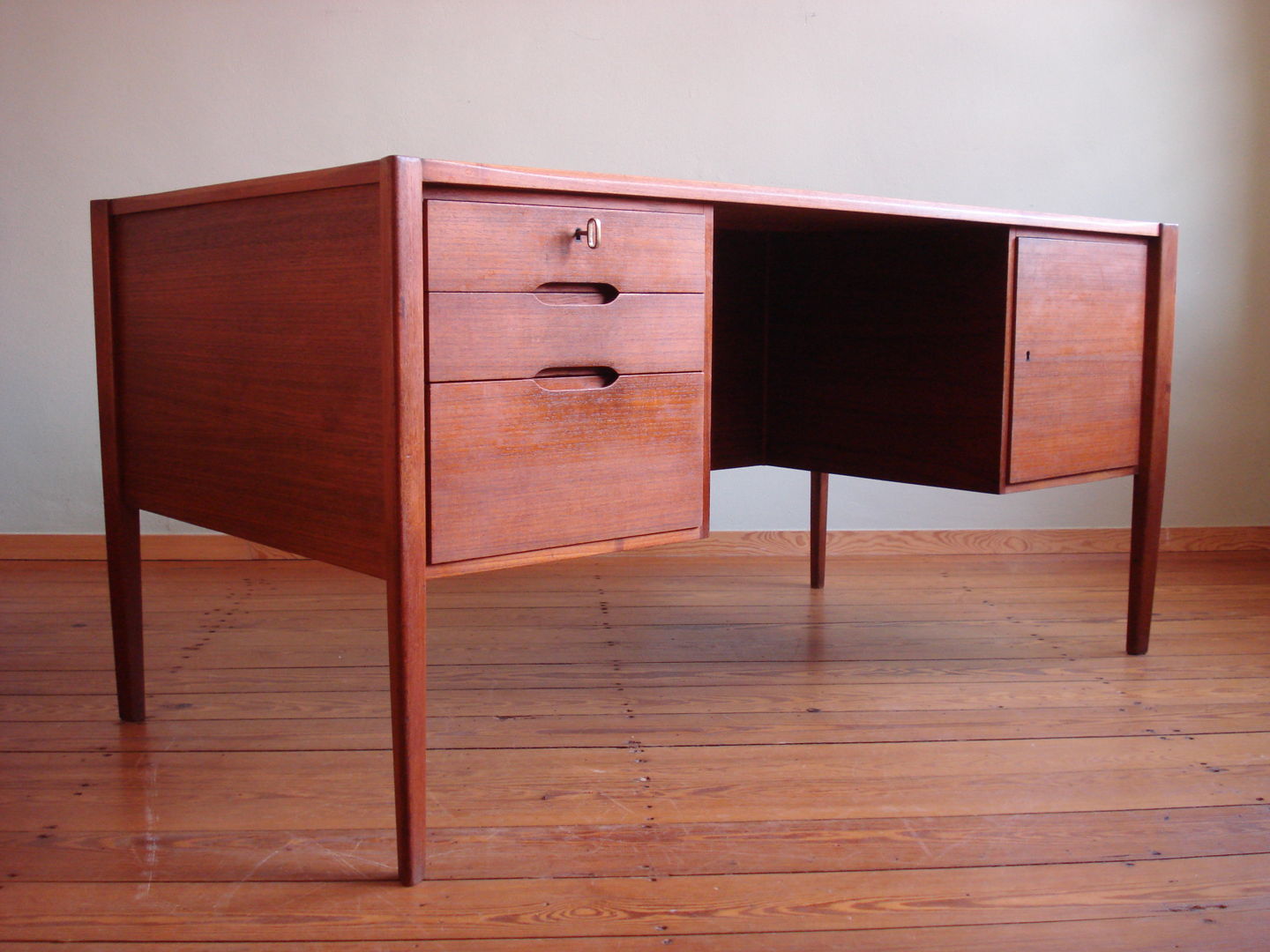 Vintage teak office desk from Wilhelm Renz