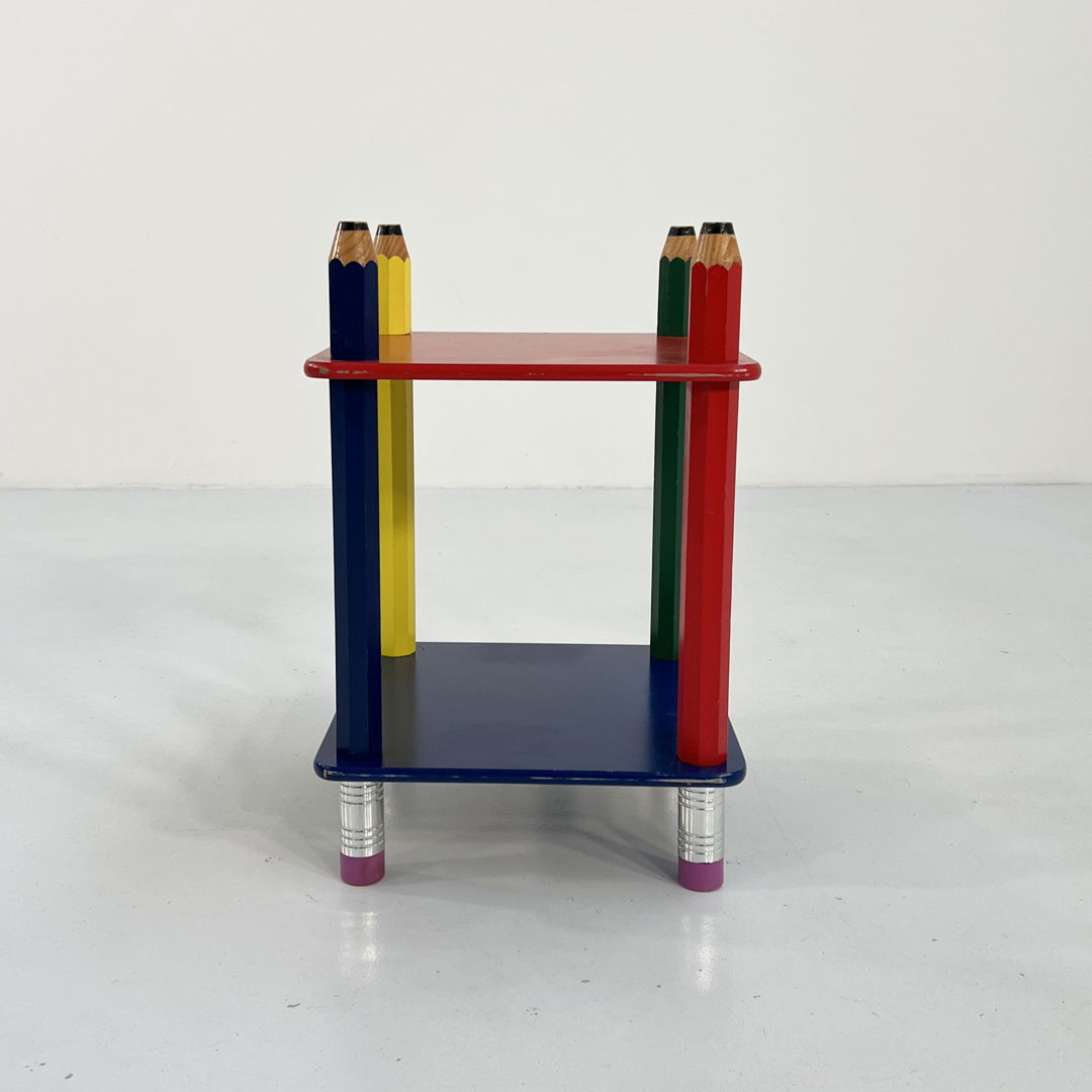 Pencil Side Table in Primary Colors, 1980s