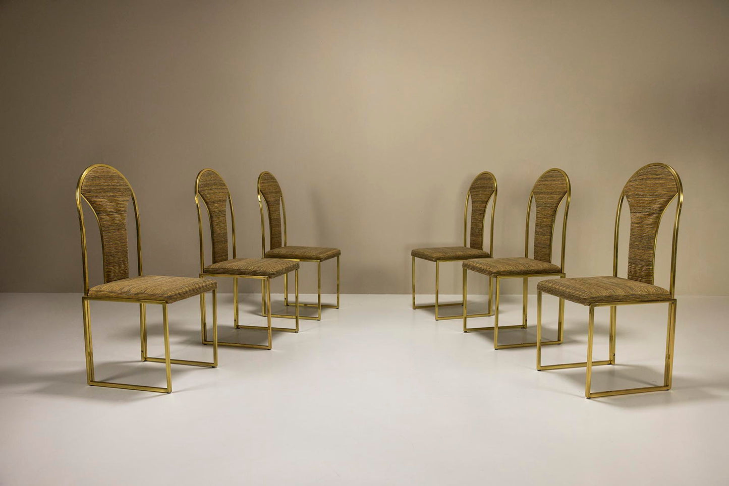 Six Hollywood Regency Dining Chairs Manufactured By Belgo Chrom, Belgium 1970's