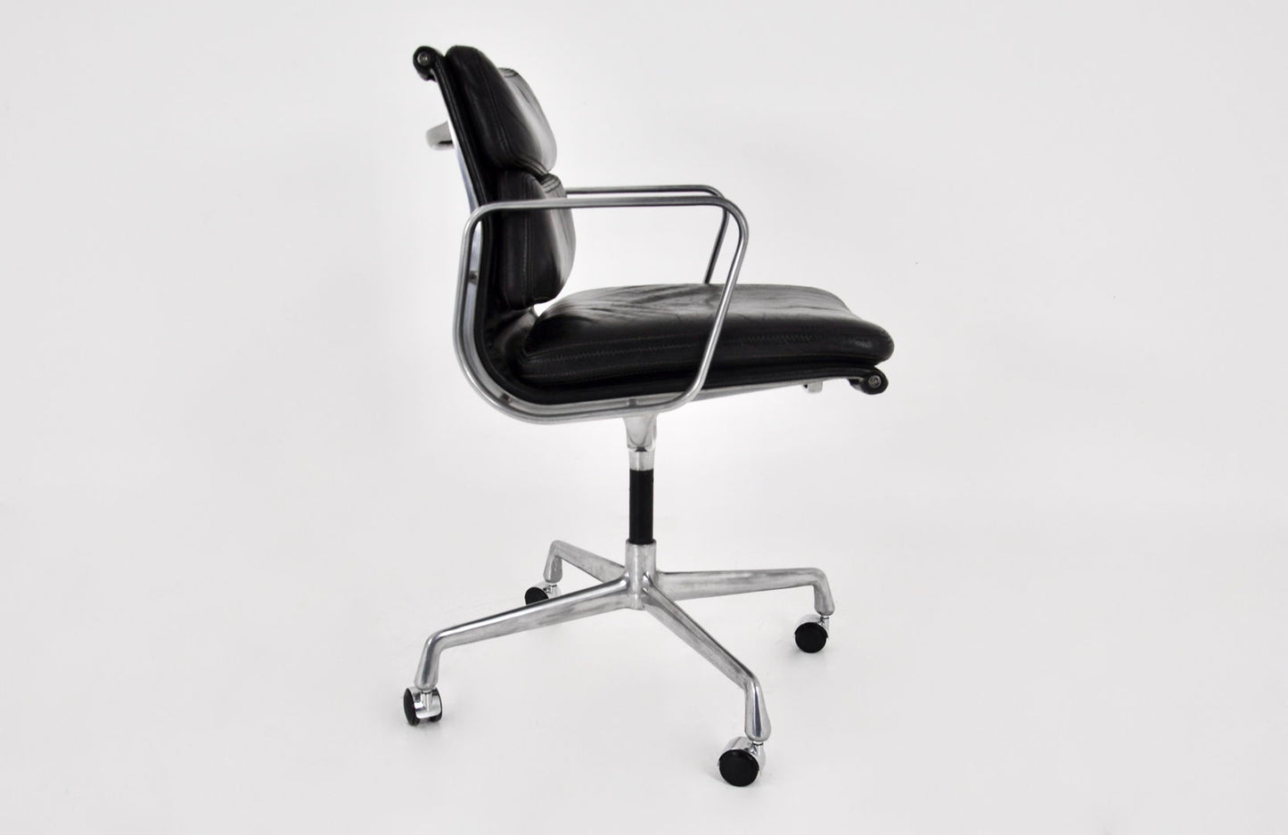 Black Leather Soft Pad Chair by Charles and Ray Eames for Icf, 1970s