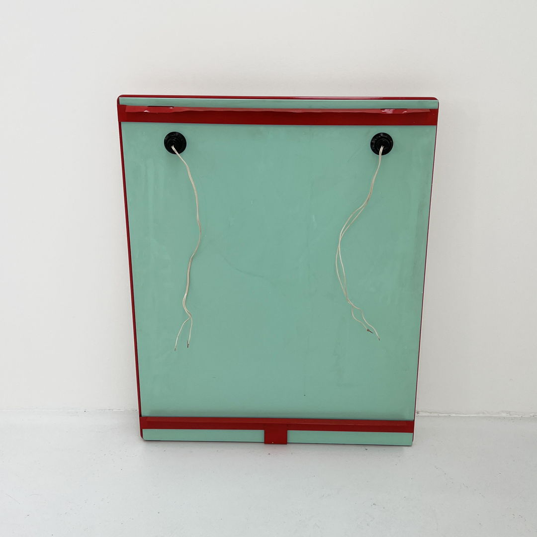 Red Mirror with Lights in Metal, 1970s