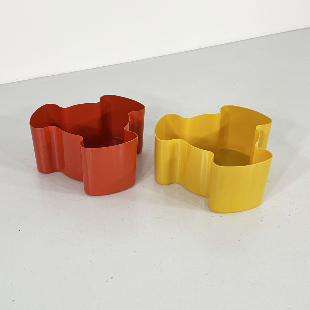 Pair of Yellow & Orange Single Puzzle Planters from Visart, 1970s