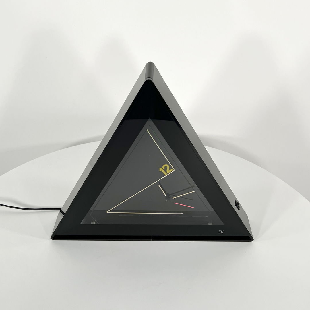 Triangle Clock with Purple Neon Light from Present Time, 1980s