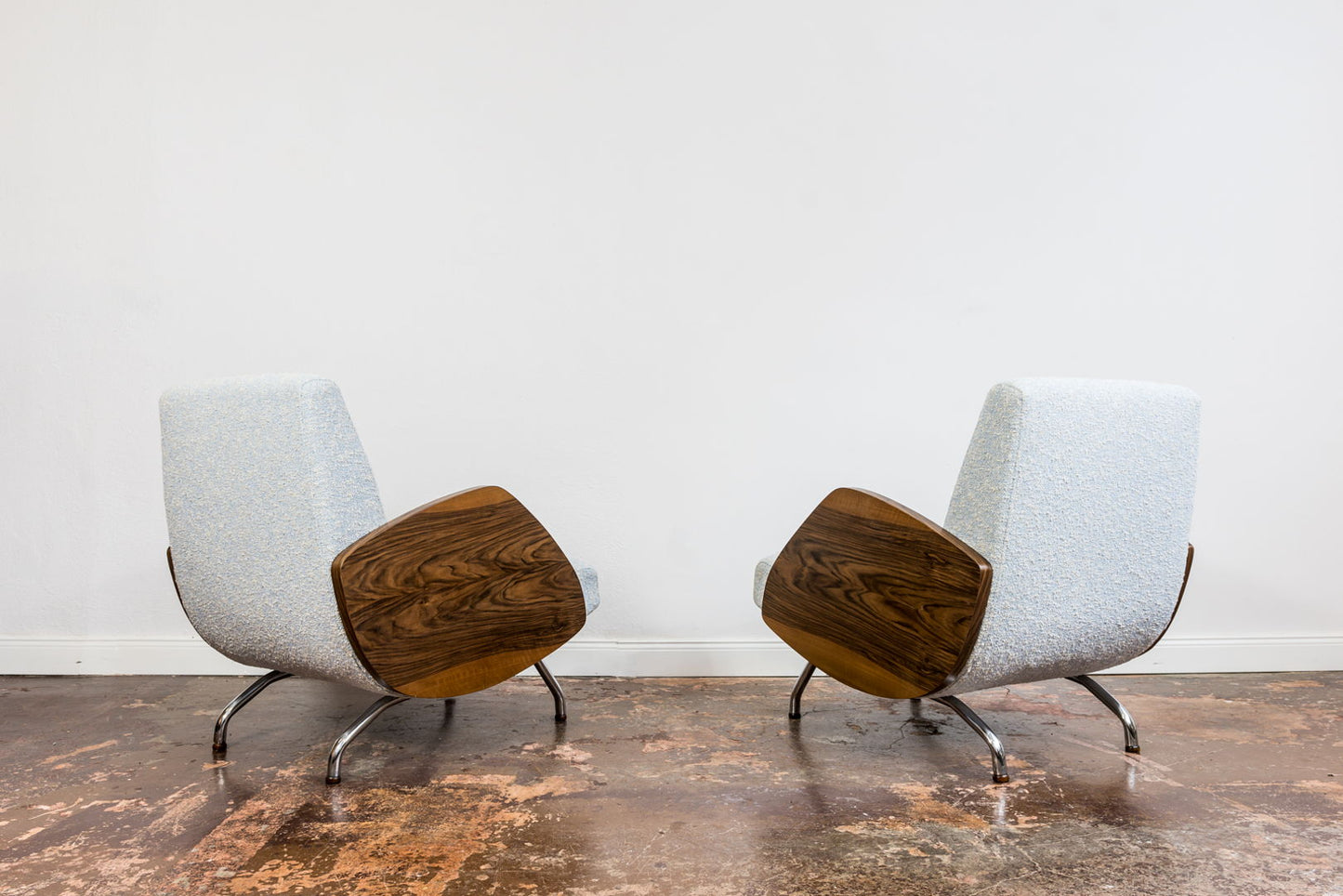 Pair of Restored Lounge Chairs in KVADRAT by Janusz Różański 1950's