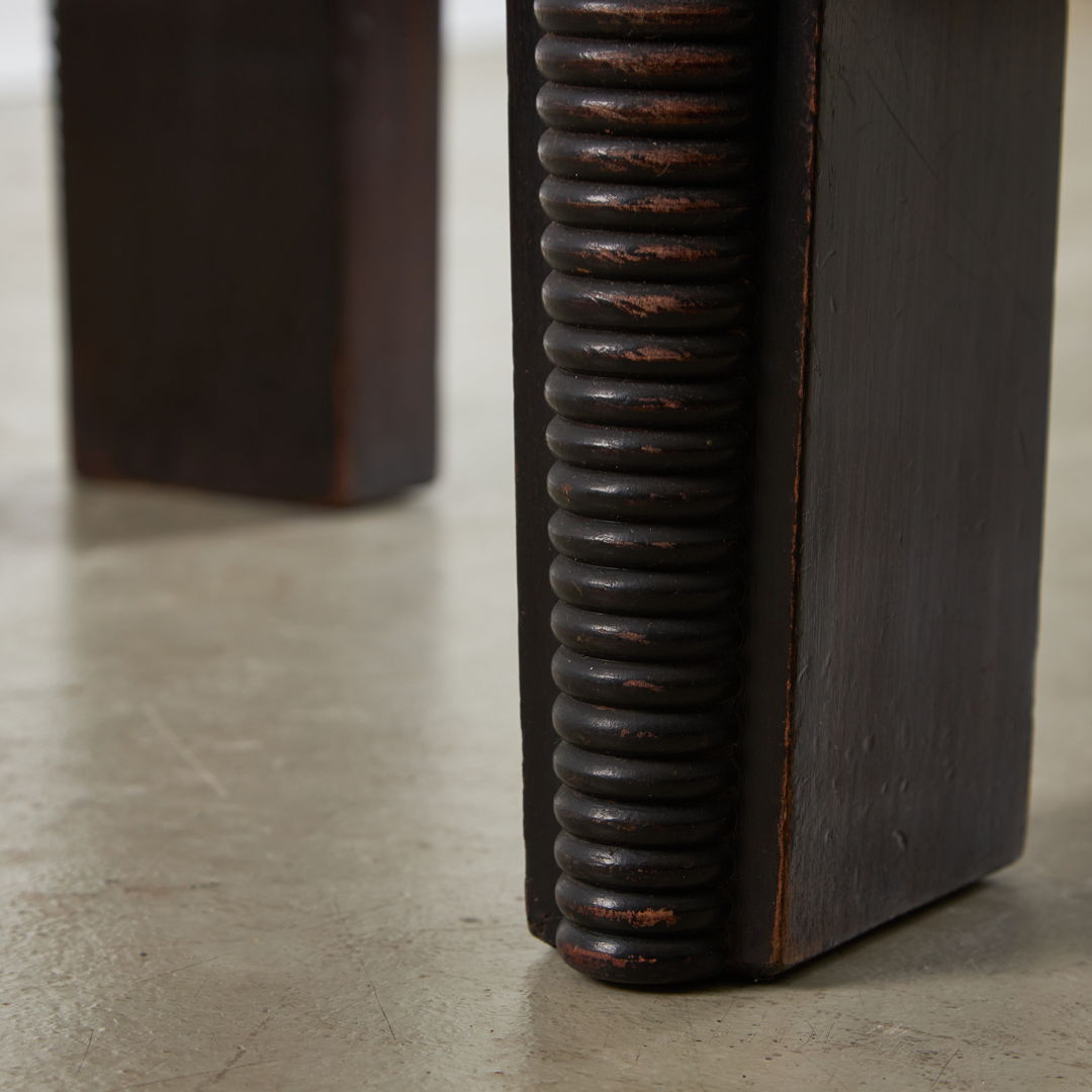 Large Robust Dinig Table with Carved Legs and Glass Top