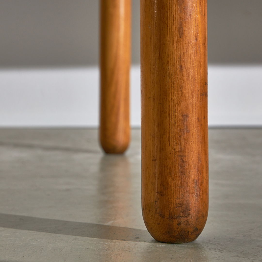 Large Wooden Table with Matte Colour Top and Metal Elements