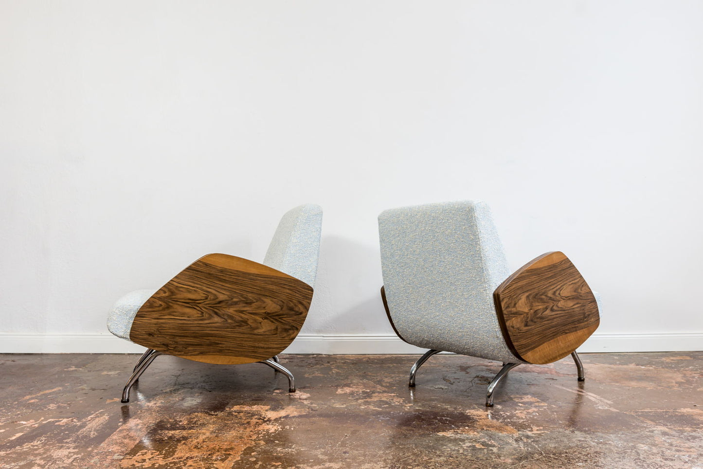 Pair of Restored Lounge Chairs in KVADRAT by Janusz Różański 1950's