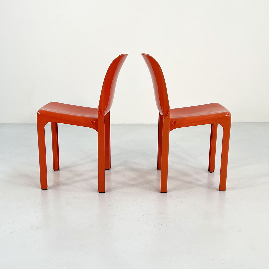 Orange Selene Chair by Vico Magistretti for Artemide, 1970s