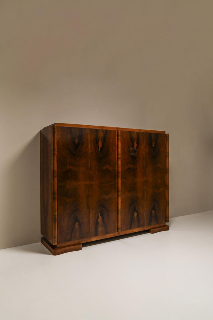 Art Deco Wardrobe In Pallisander Wood By 't Woonhuys, Netherlands 1930s