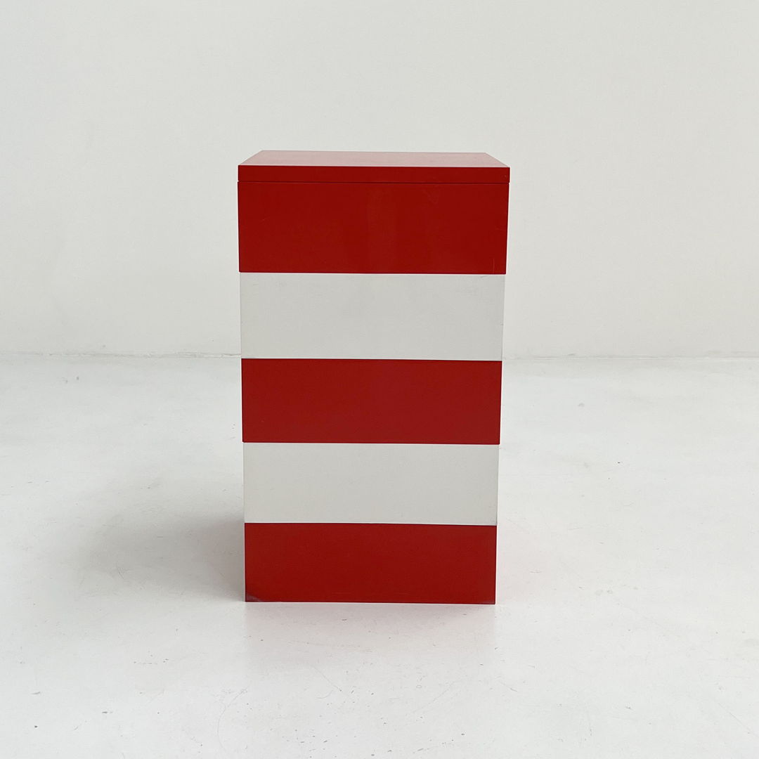 Red & White Chest with 5 Drawers Model 4601 by Simon Fussell for Kartell, 1970s