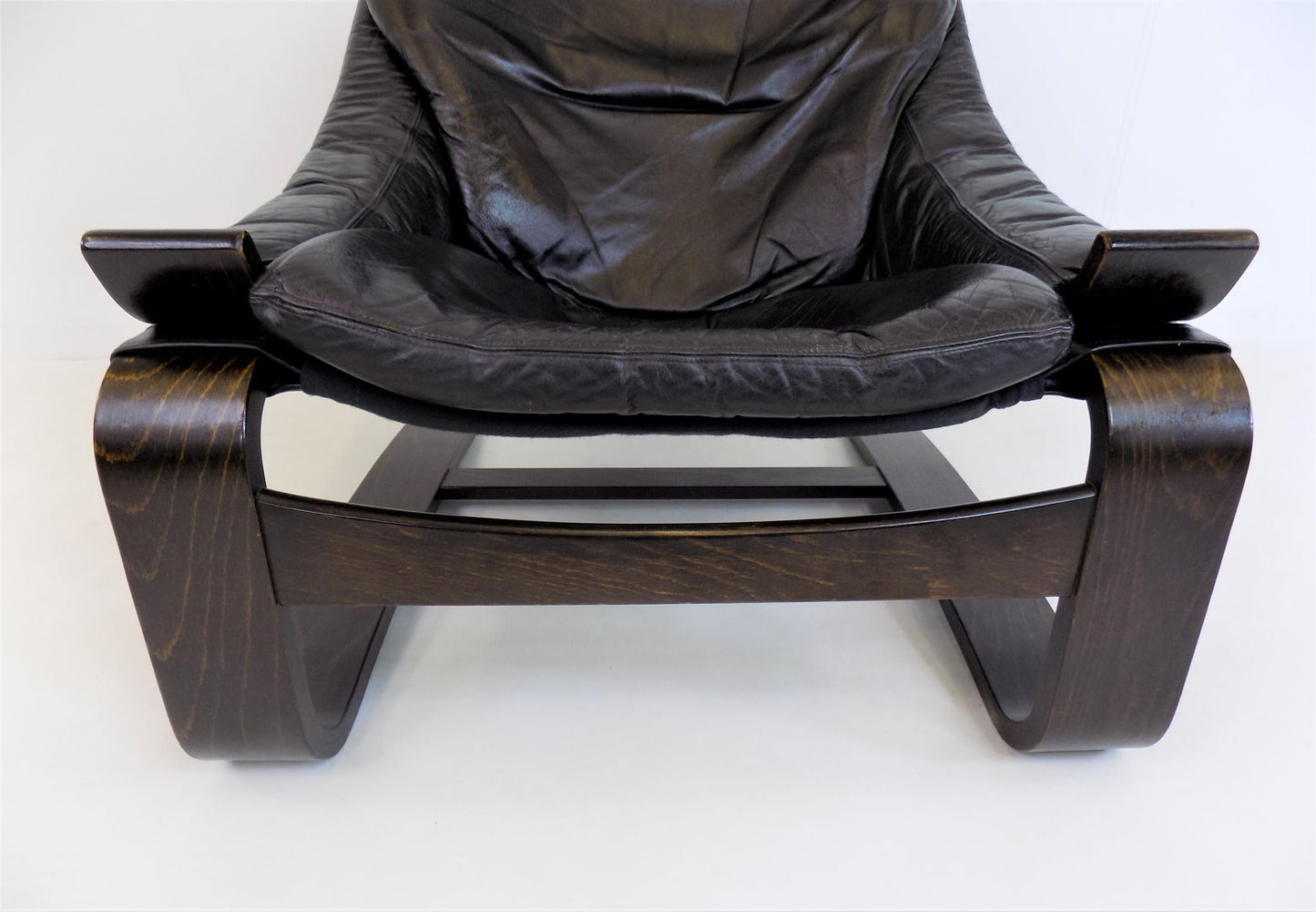 Nelo Kroken leather chair with ottoman by Ake Fribytter