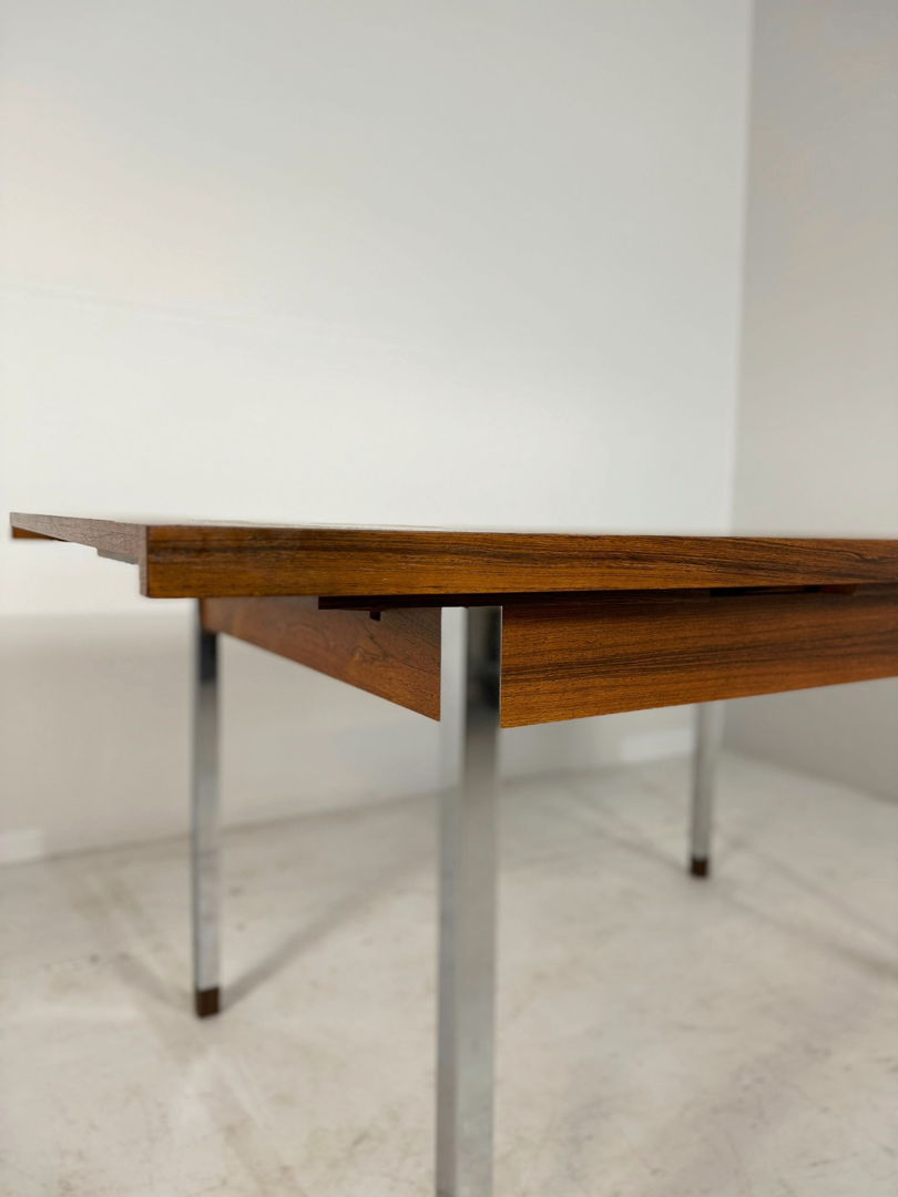 Extendable Vintage teak diningtable with Chrome legs by Alfred Hendrickx Belform