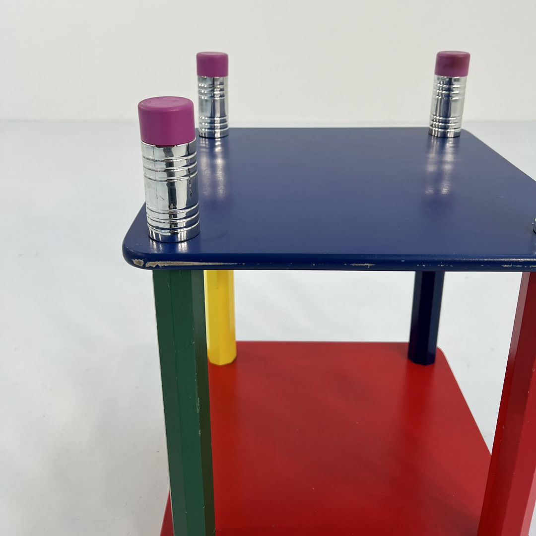 Pencil Side Table in Primary Colors, 1980s