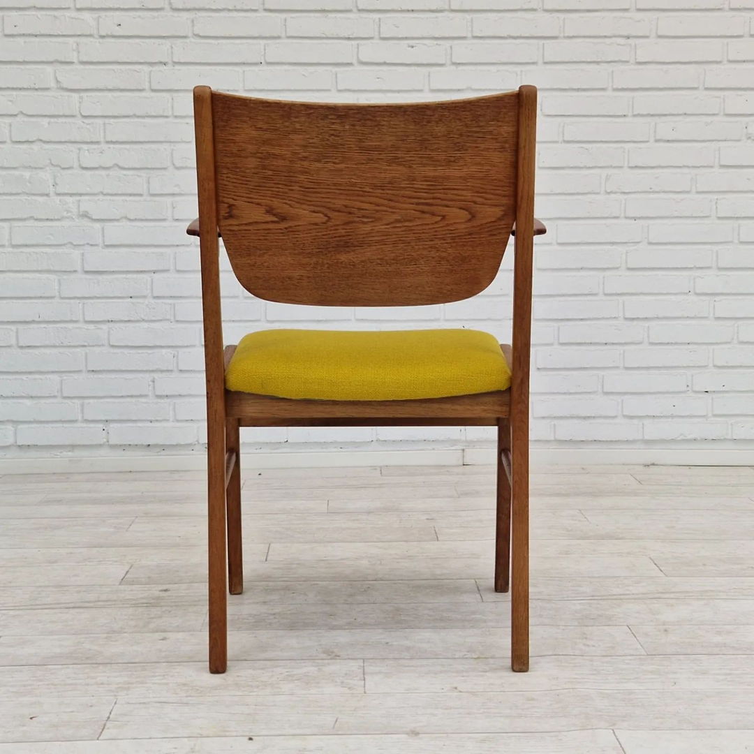 1960s, Danish design, restored armchair, Kvadrat wool, oak wood.