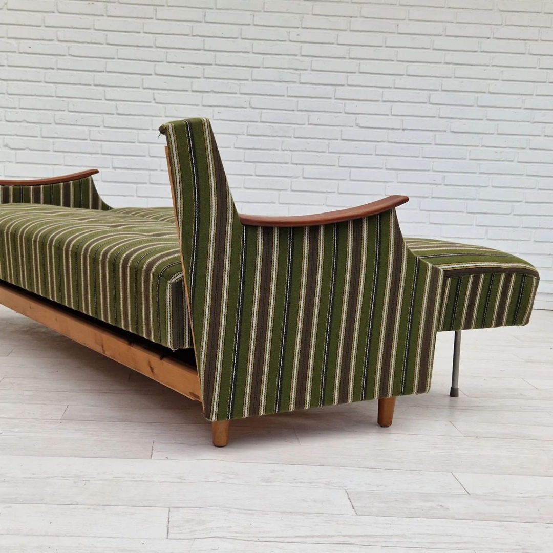 1960s, Danish 3 seater folded sleeping sofa.