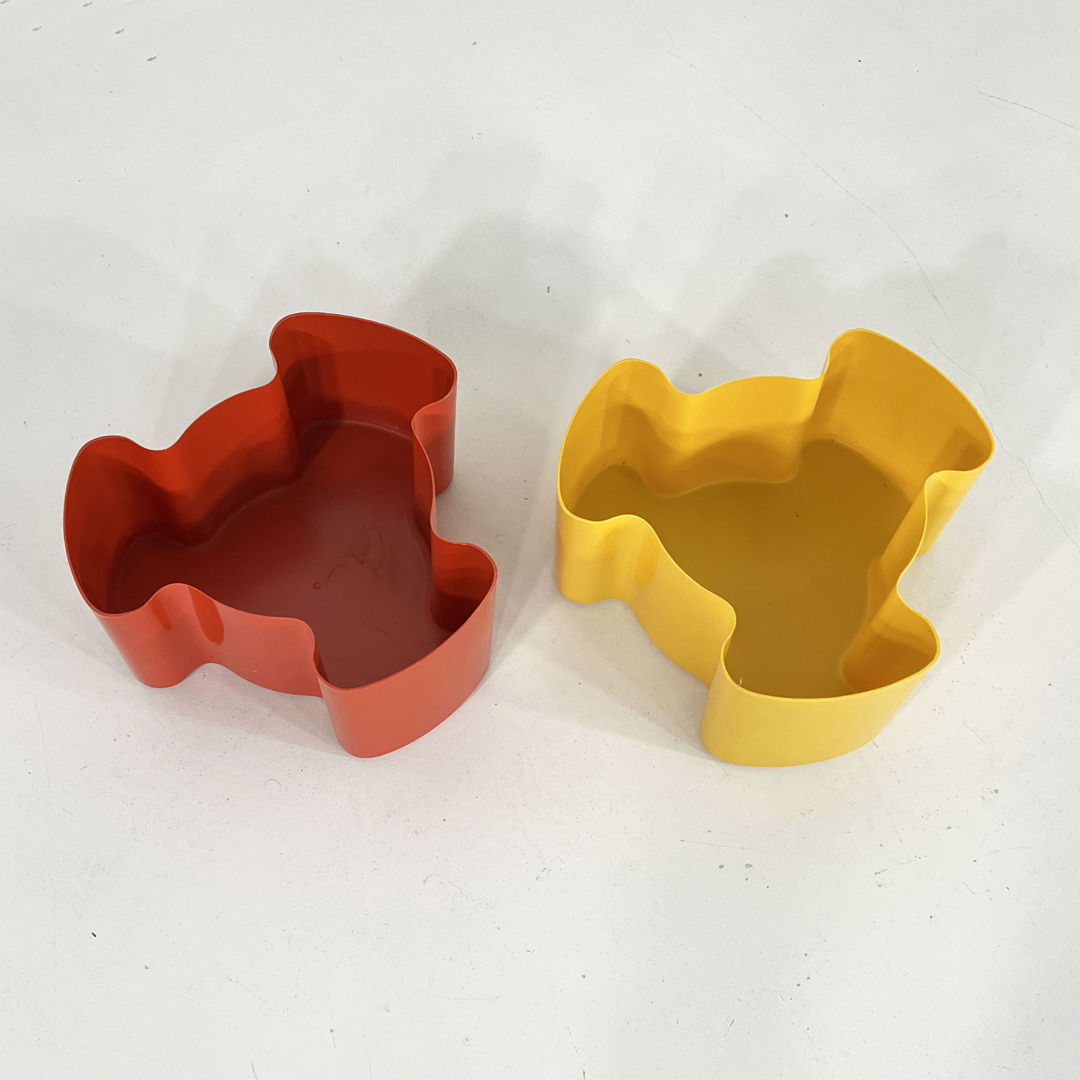 Pair of Yellow & Orange Single Puzzle Planters from Visart, 1970s