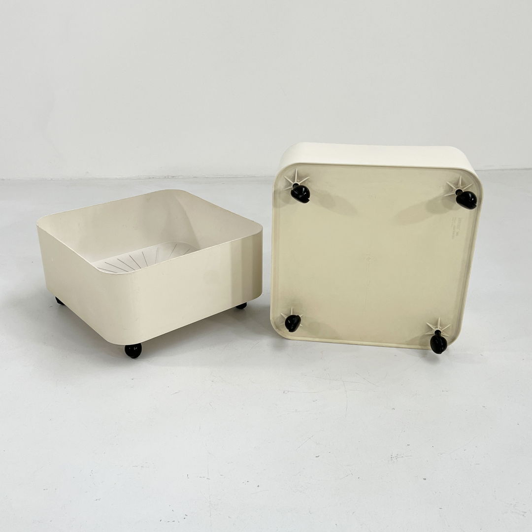 Pair of Square Planters on Wheels by Anna Castelli for Kartell, 1970s