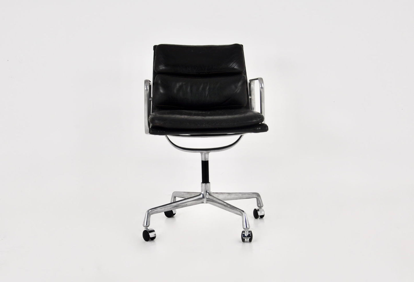 Black Leather Soft Pad Chair by Charles and Ray Eames for Icf, 1970s