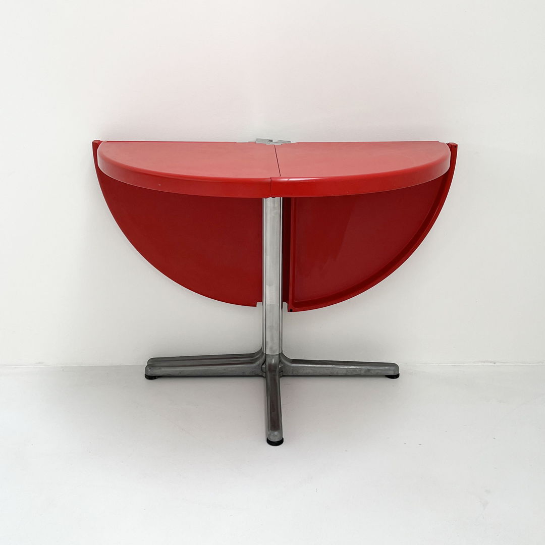 Red Plana Folding Table by Giancarlo Piretti for Anonima Castelli, 1970s
