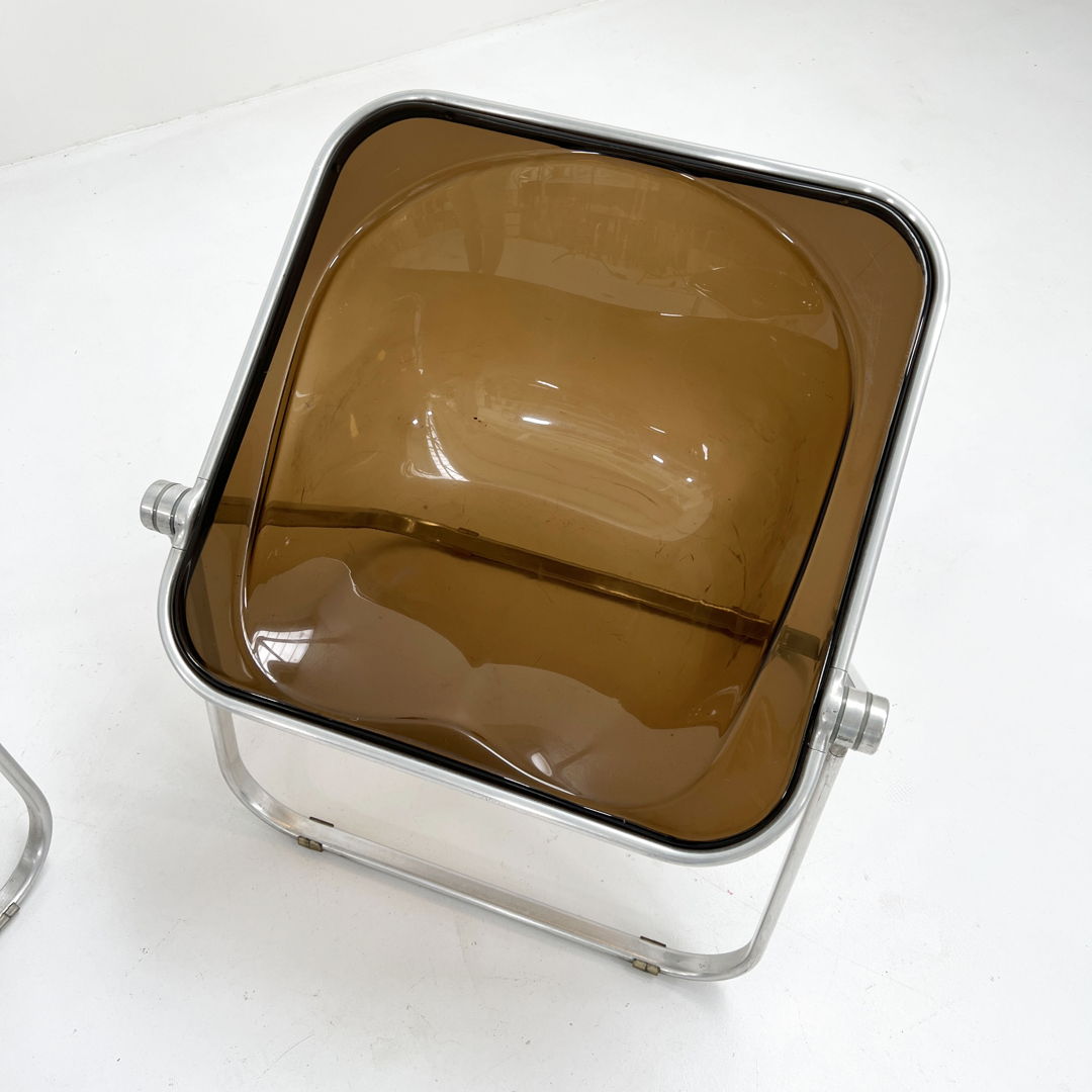 Smoke Plona Folding Chair by Giancarlo Piretti for Castelli, 1970s