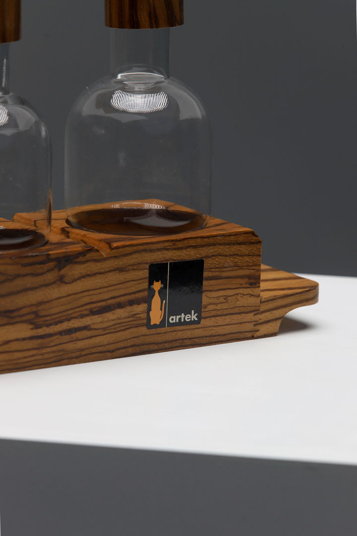 Mid Century olive oil and vinegar set designed and produced by Artek in the 1960s.