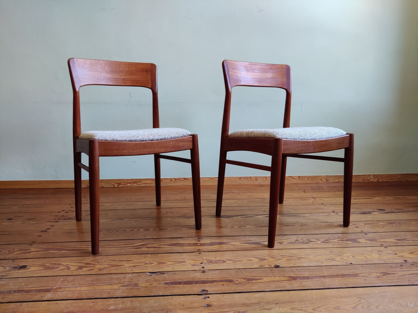 Vintage teak dining chairs by Henning Kjaernulf Korup Stolefabrik