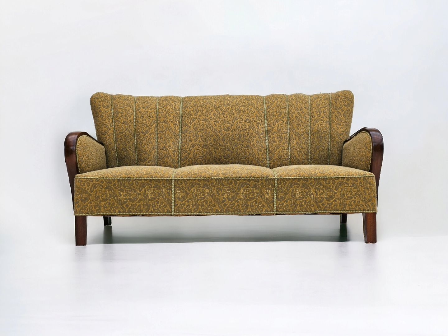 1950-60s, Danish 3-seater sofa, original condition, cotton/wool, beech wood.
