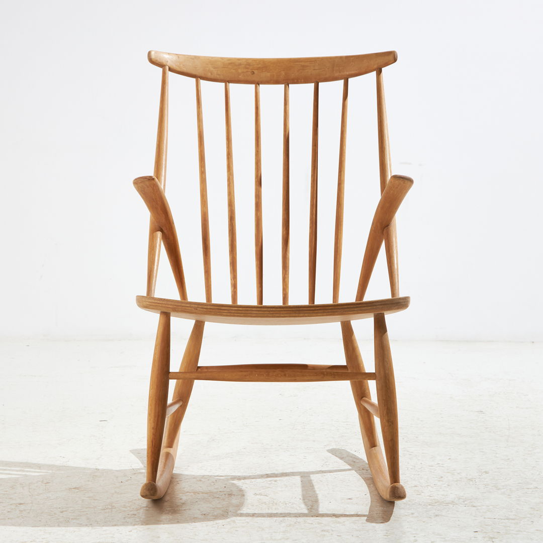 IW3 BEECH ROCKING CHAIR BY ILLUM WIKKELSØ FOR NIELS EILERSEN