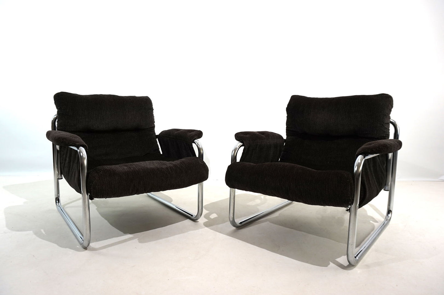 Set of 2 Herlag chrome cantilever lounge chairs by Johan Bertil Häggström