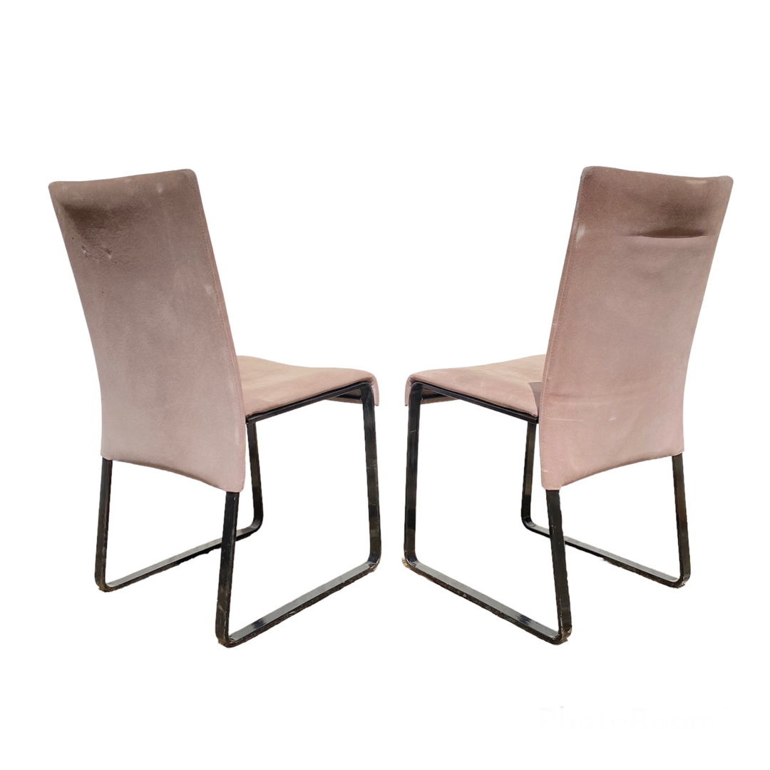 Set of 2 "Ealing" leather chairs by Giovanni Offredi for Saporiti