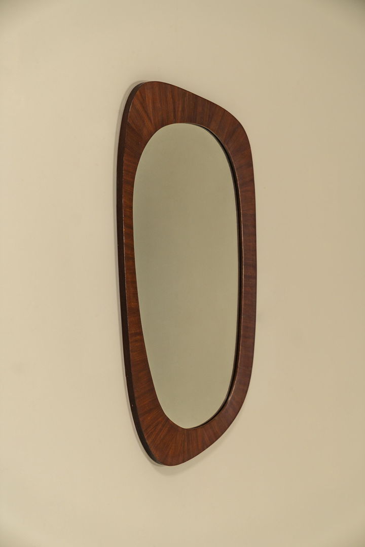 Organic Shaped Mirror In Teak, Denmark 1970s