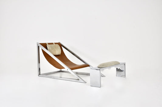 "Mies" Lounge Chair with Ottoman by Archizoom Associati, 1960s
