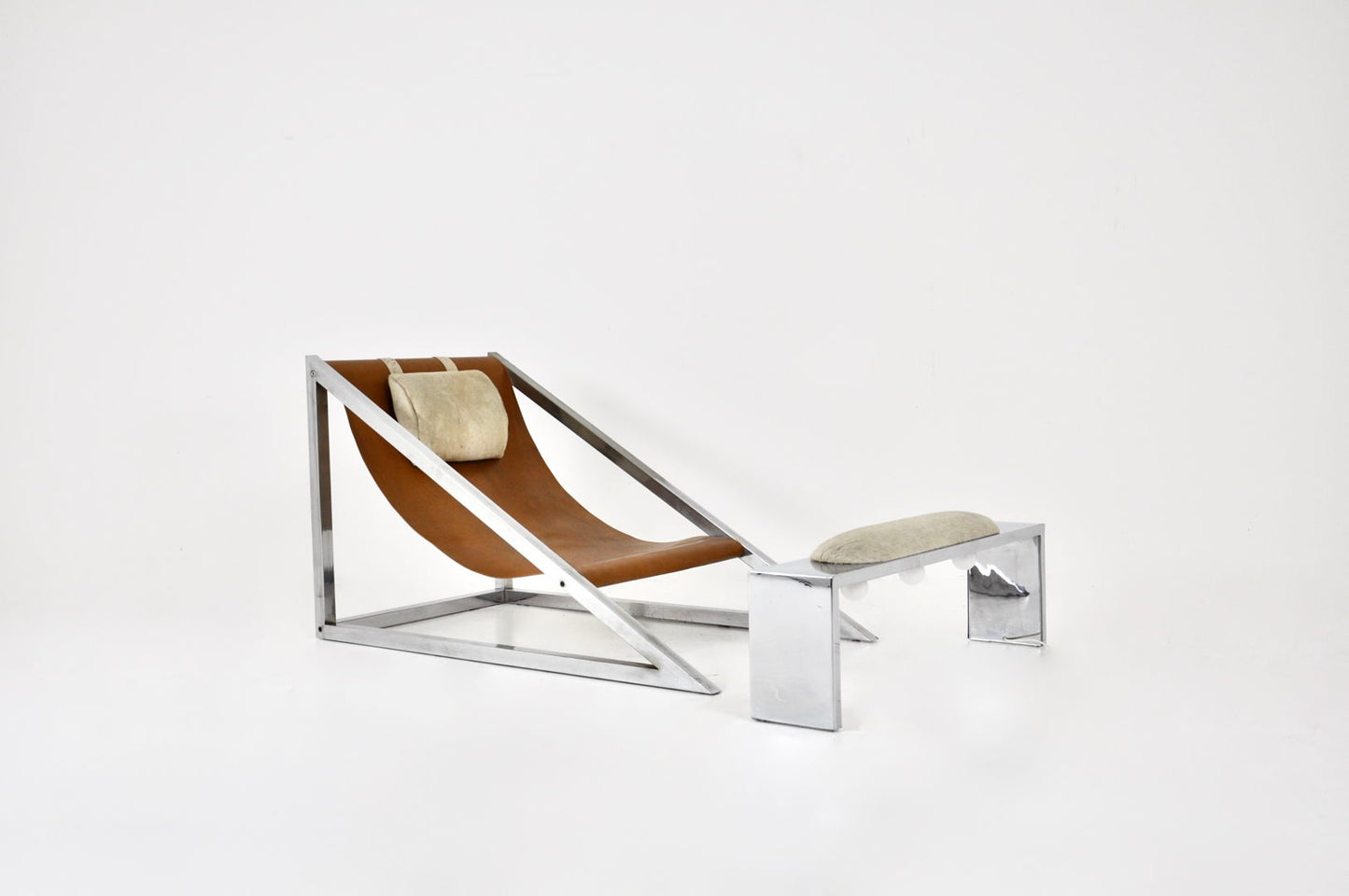 "Mies" Lounge Chair with Ottoman by Archizoom Associati, 1960s