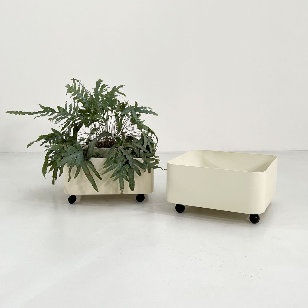 Pair of Square Planters on Wheels by Anna Castelli for Kartell, 1970s