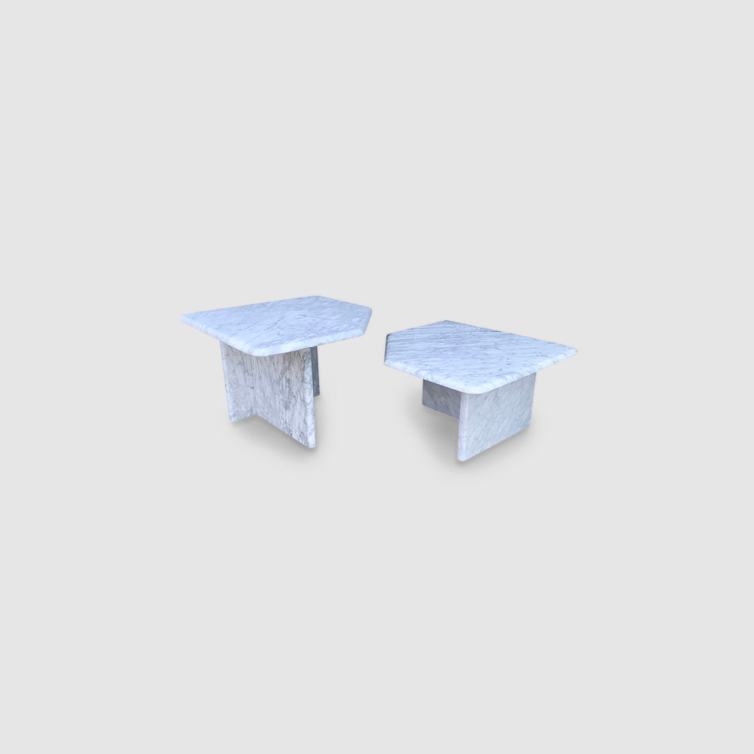 White carrara marble side table Germany 1970s, set of 2