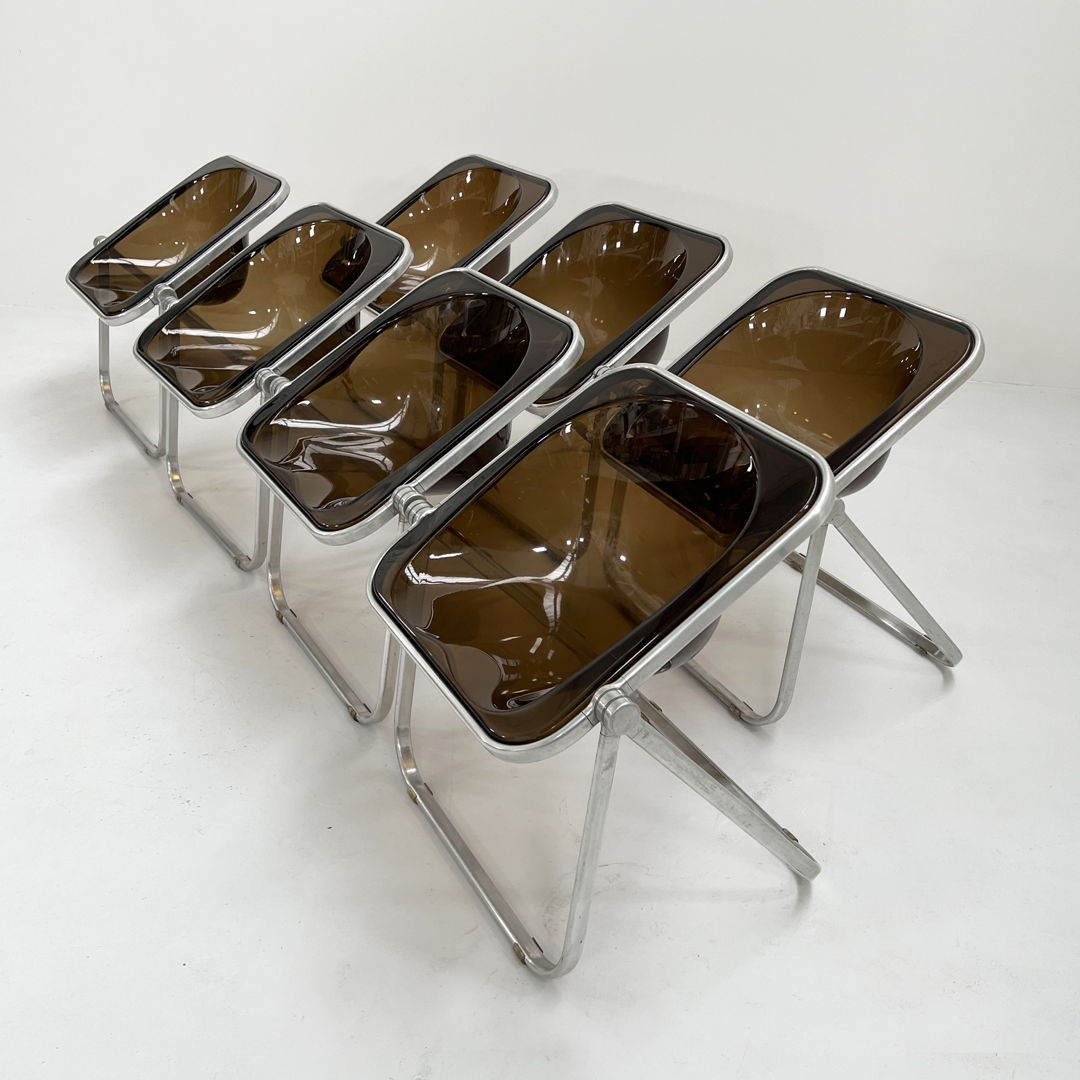 Smoke Plona Folding Chair by Giancarlo Piretti for Castelli, 1970s