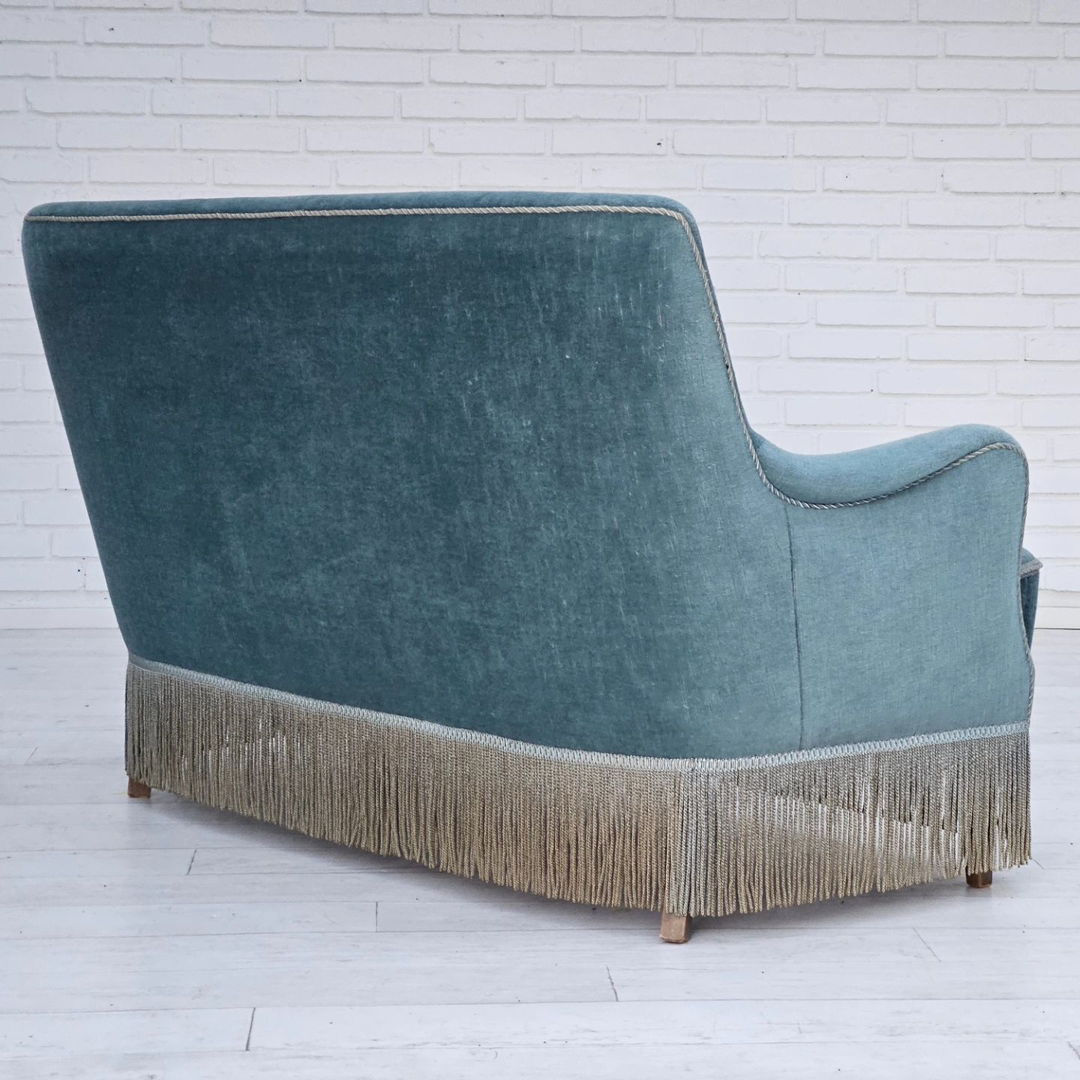 1960s, Danish velour 2 seater sofa, original condition, beech wood.