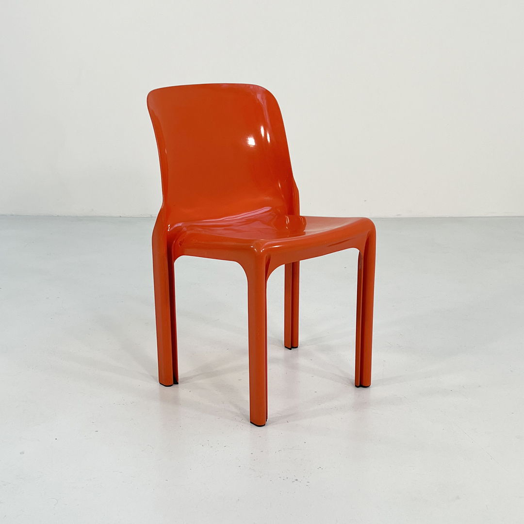 Orange Selene Chair by Vico Magistretti for Artemide, 1970s