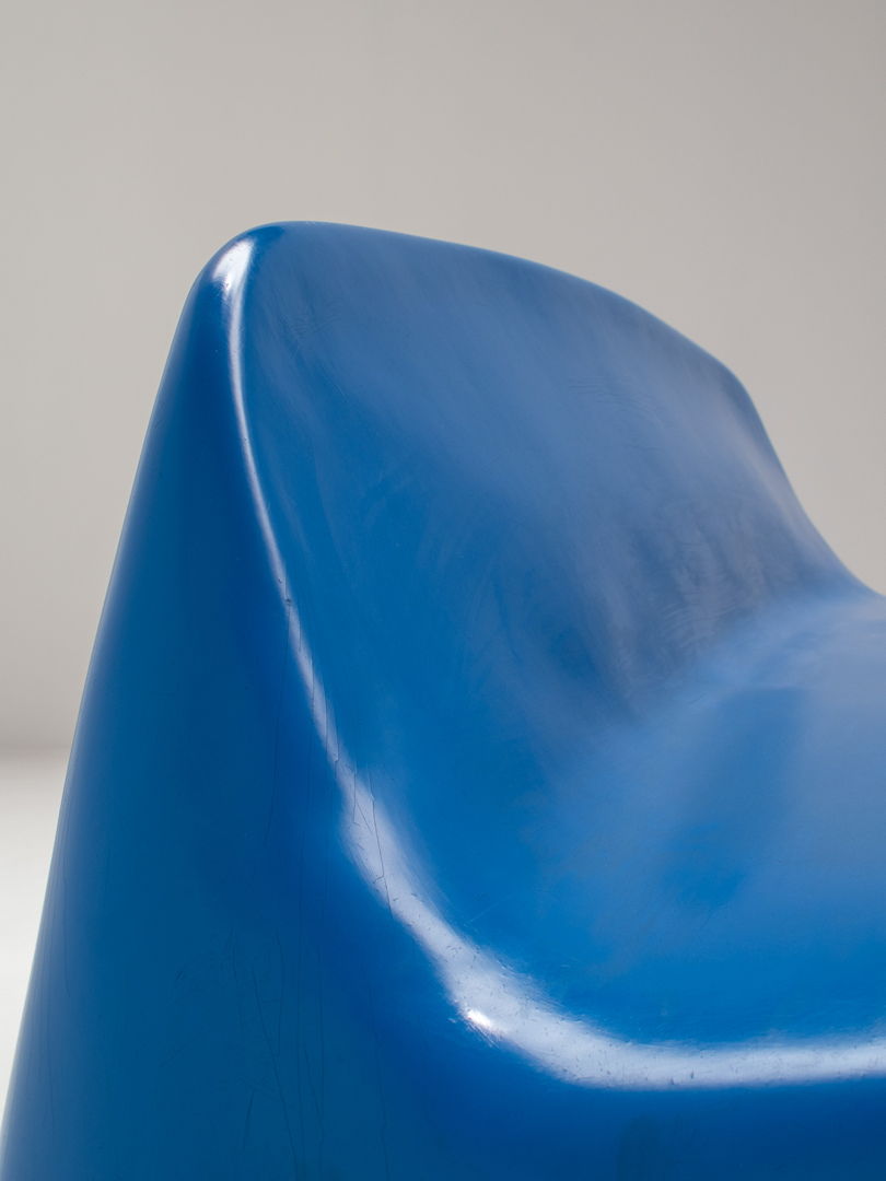 Blue Fiberglass Bench by Walter Papst for Wilkhahn, Germany, 1960s