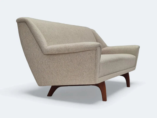 1970s, Danish 3 seater sofa, original condition, wool, teak wood.