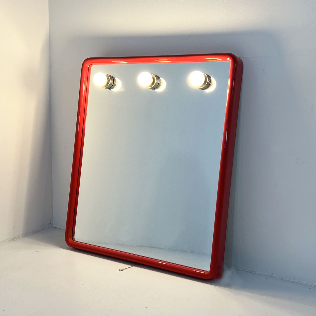 Red Vanity Mirror from Gedy, 1970s