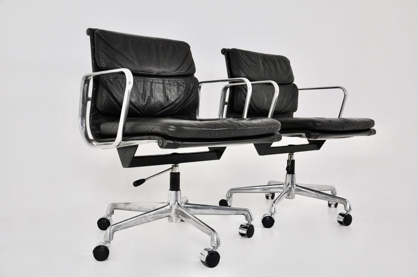 EA217 black Soft Pad Chairs by Charles & Ray Eames for Herman miller, 1970s, Set of 2