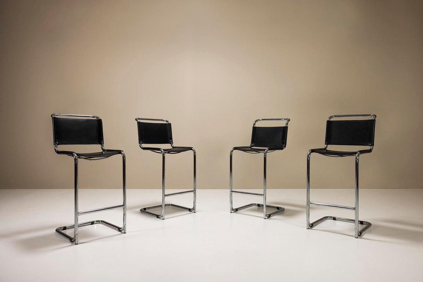 Set Of Four Bar Stools In Aluminum By Marcel Breuer For Gordon International, Italy 1970's