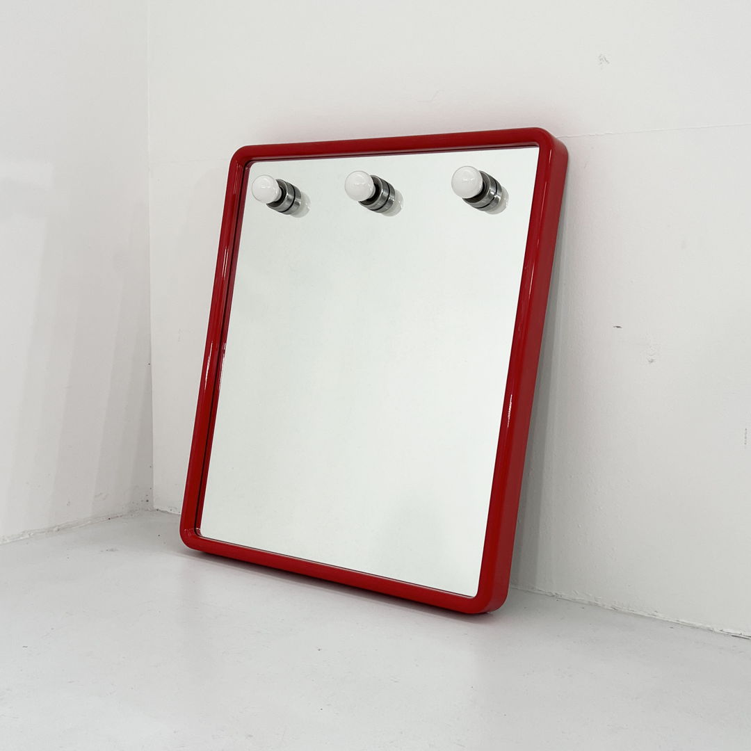 Red Vanity Mirror from Gedy, 1970s