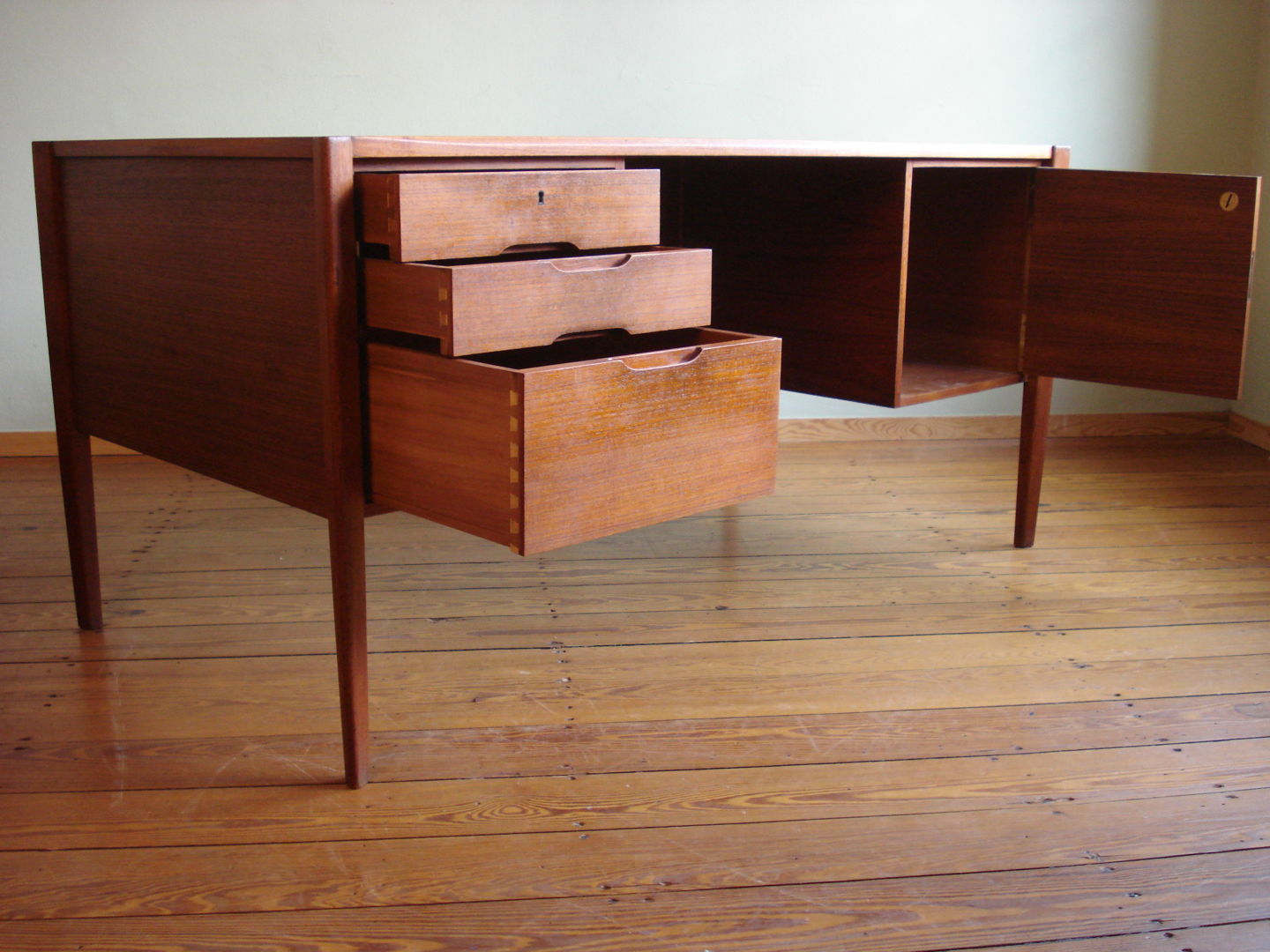 Vintage teak office desk from Wilhelm Renz